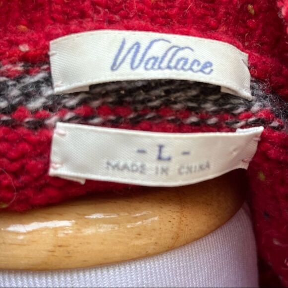 Madewell Wallace striped wool blend sweater red gray speckled knit large - Picture 5 of 6